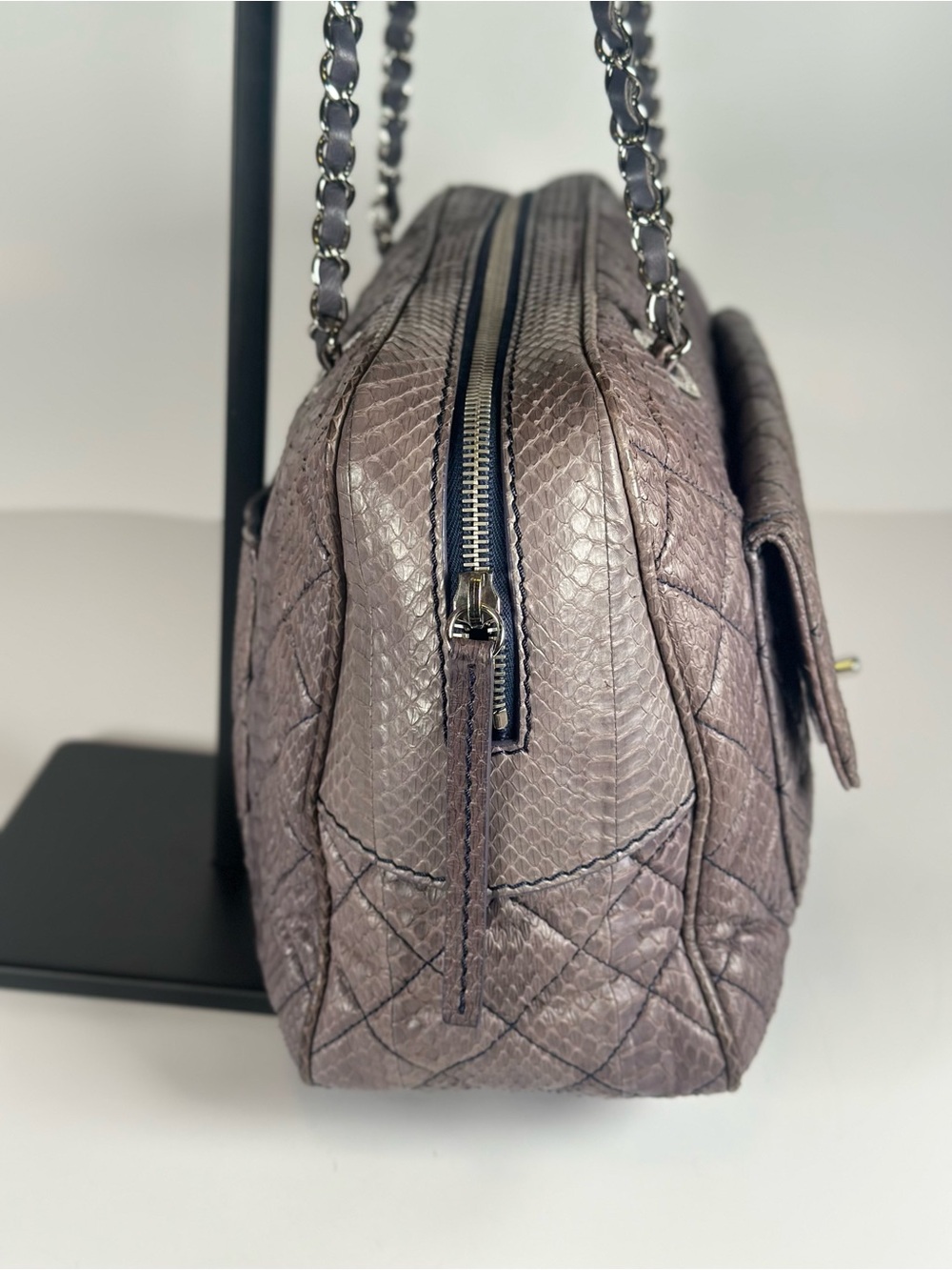 Authentic Python Chanel Metallic Large Shoulder Bag - Picture 10 of 16